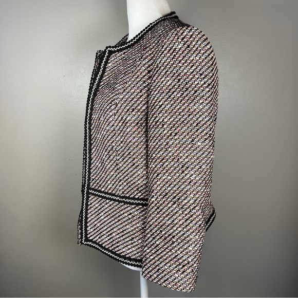 Talbots GROSGRAIN-TRIM TWEED Blazer Jacket Size 10P Petites Office Workwear - Picture 3 of 12